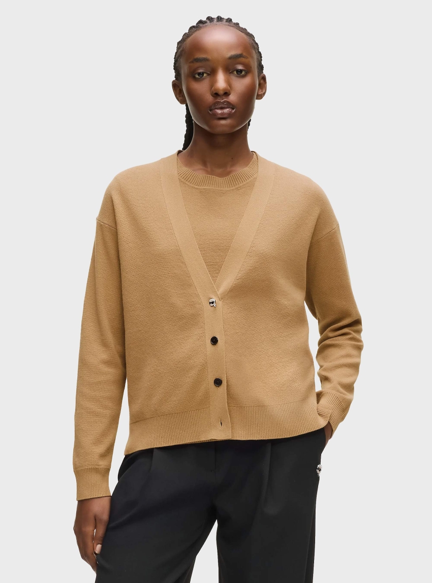 Karl Lagerfeld Ikon Knit Cardigan - Beige
