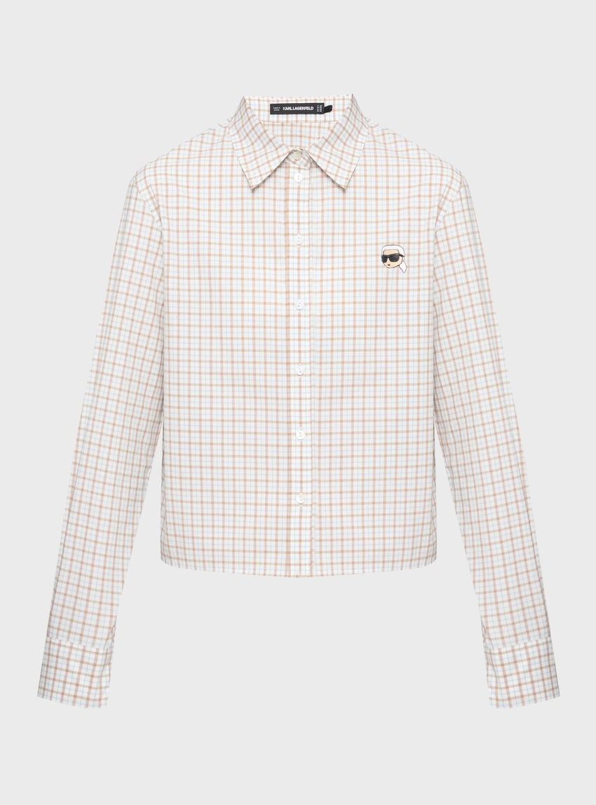 Karl Lagerfeld Ikon Checked Shirt - Beige