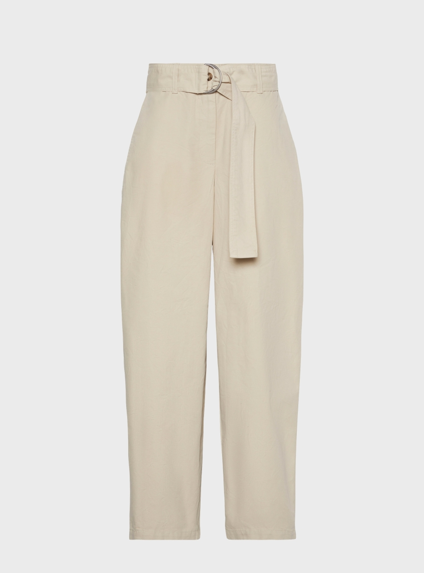 Calvin Klein Cotton Relaxed Belted Pants - Beige