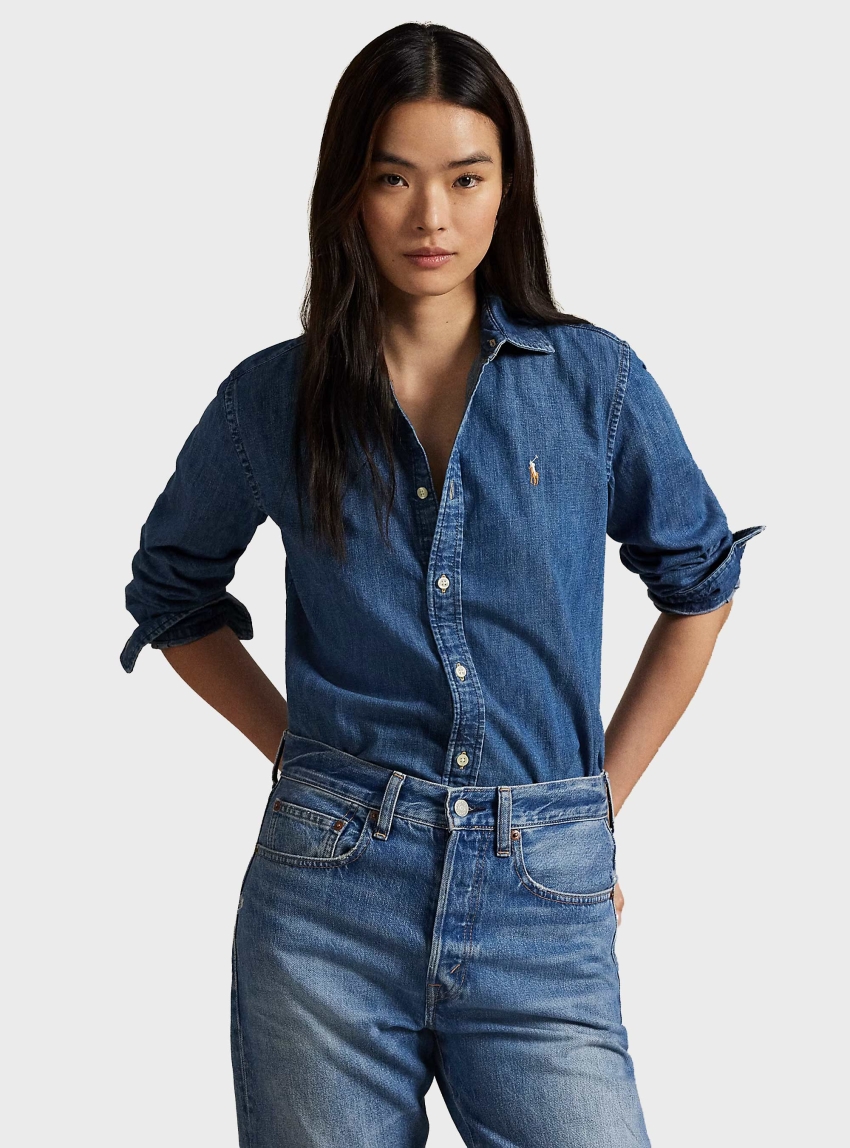 Polo Ralph Lauren Slim Fit Denim Shirt - Medium Aged Denim