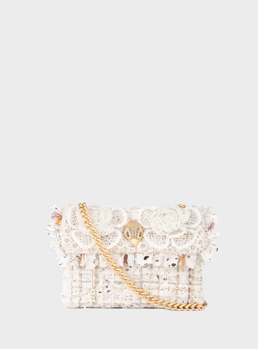 Kurt Geiger Mini Tweed Kensington Bag - Bone