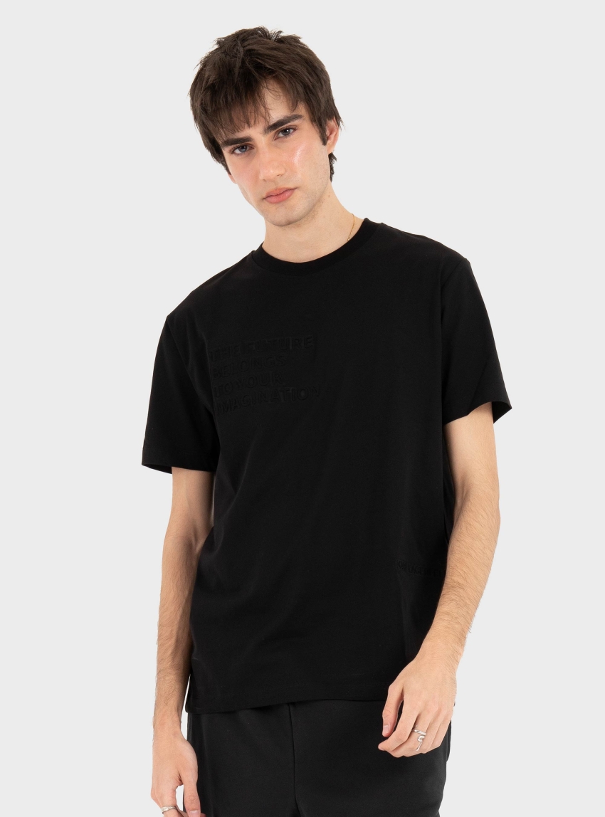 Karl Lagerfeld Embossed Quote T-Shirt - Black
