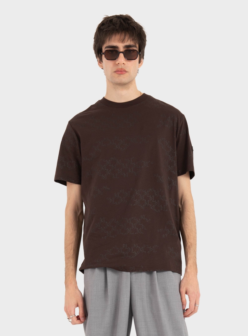 Karl Lagerfeld KL Monogram T-Shirt - Dark Brown