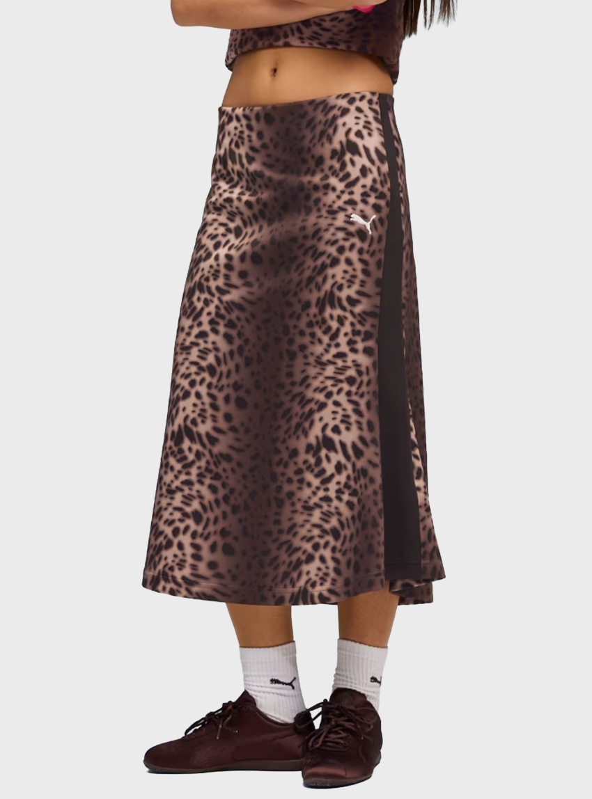 PUMA T7 LEO LUXE Midi Skirt - Leopard Print