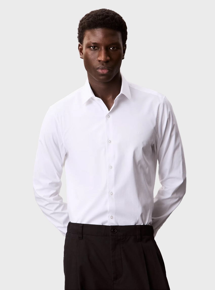 Calvin Klein Slim Stretch Poplin Shirt - White