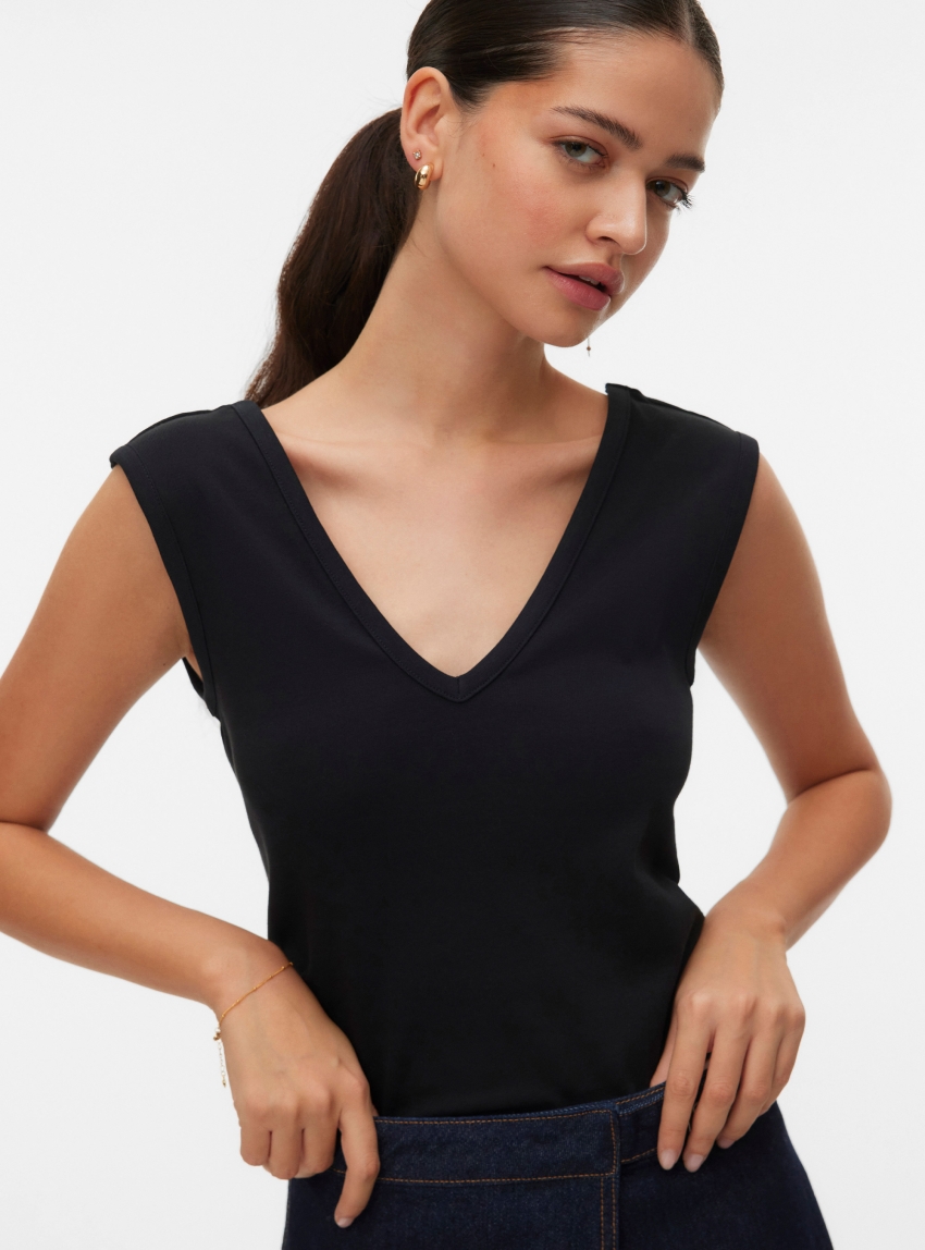 Vero Moda Aware Vega V-Neck Tank Top - Black