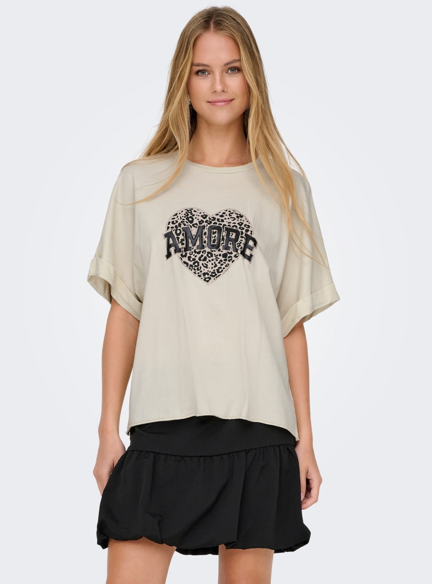 Only Lucy Animal Top - Ecru
