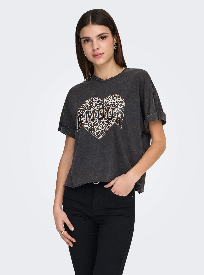 Only Lucy Animal Top - Black