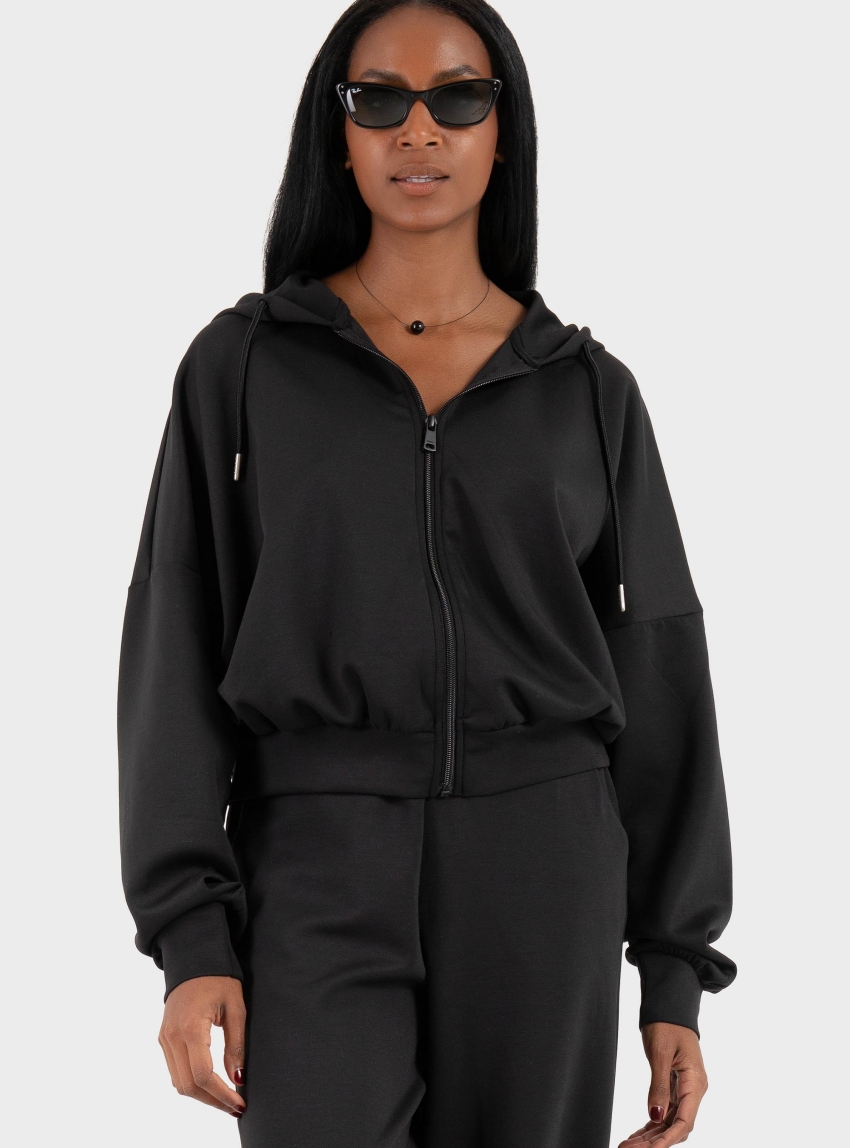 Only Alina Zip Hoodie - Black