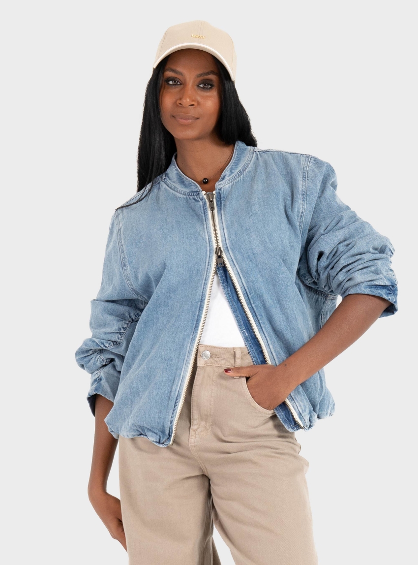 Only Niki Bomber Jacket - Medium Aged Denim