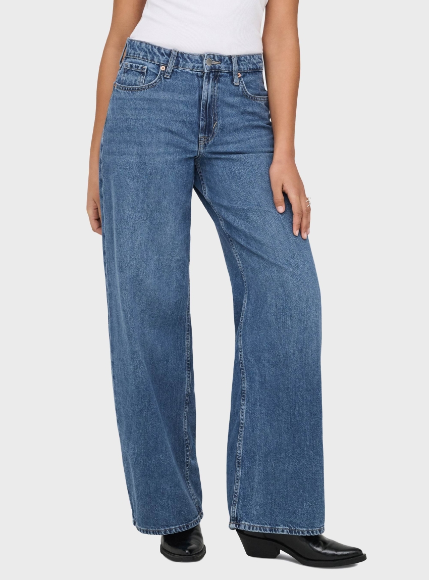 Only Silky Soft High Waist Wide Jeans Pim233 - Medium Aged Denim
