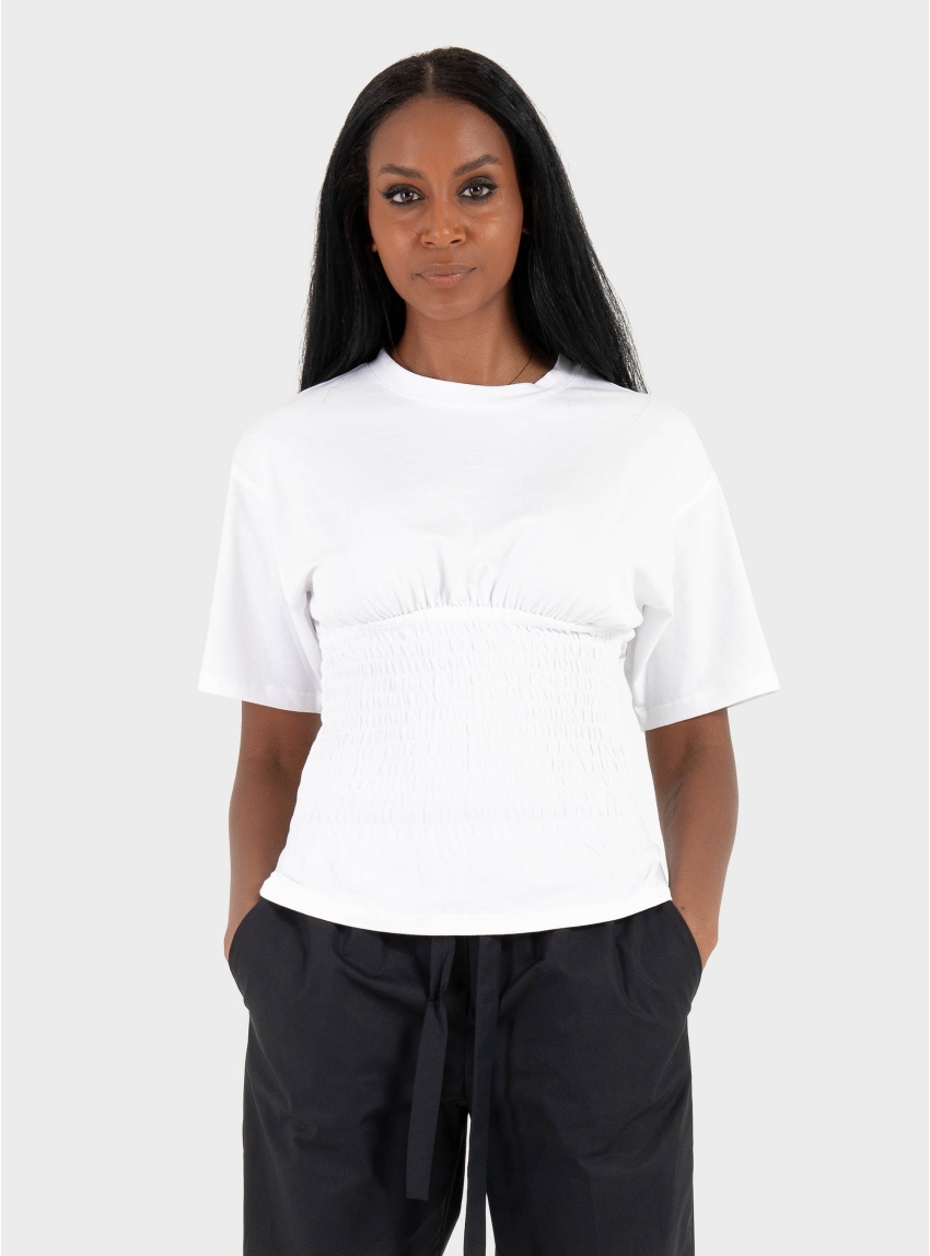 JJXX Evelyn Smock Tee - White