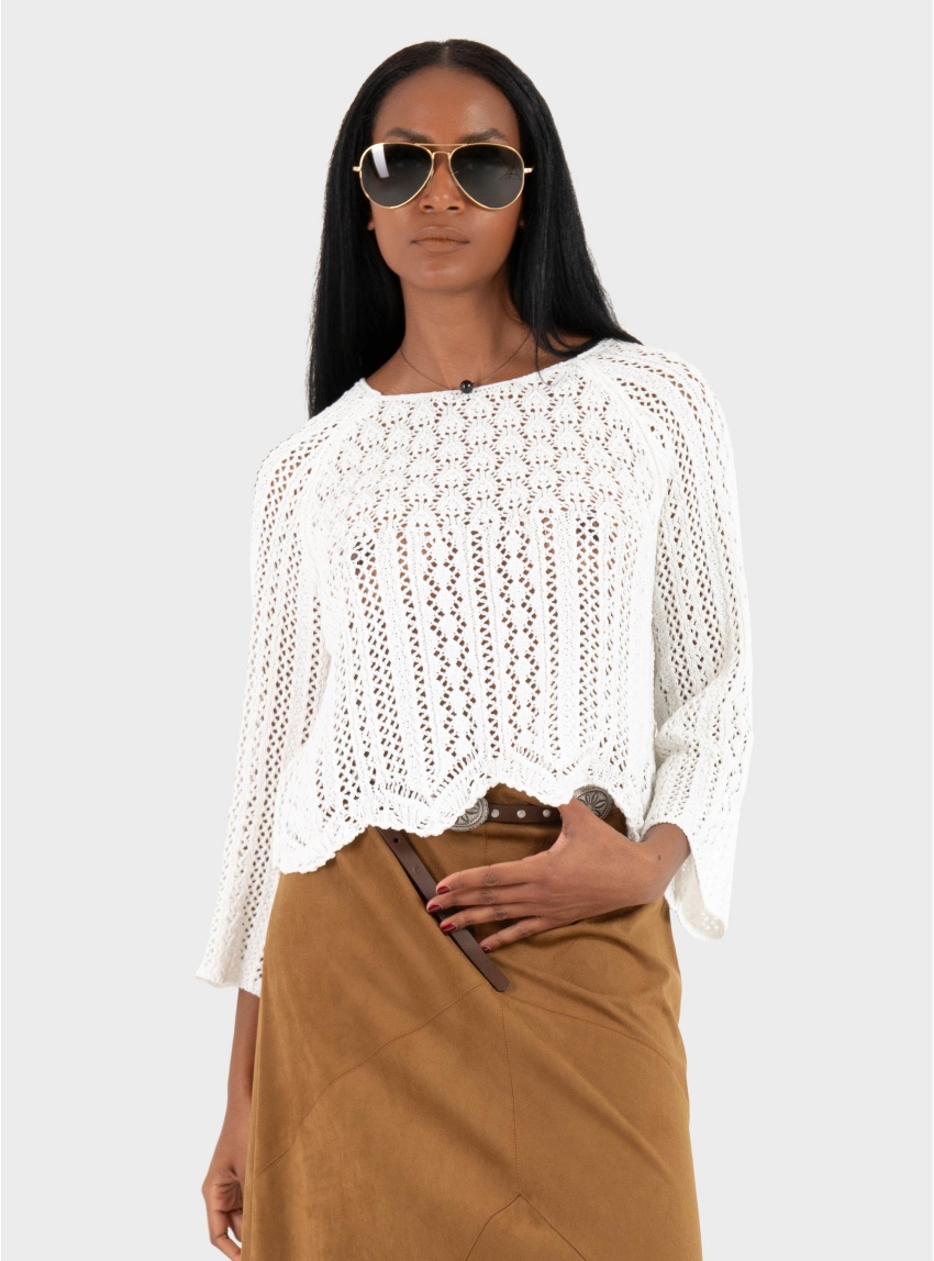 Only Nola 3/4 Pullover Knit - White