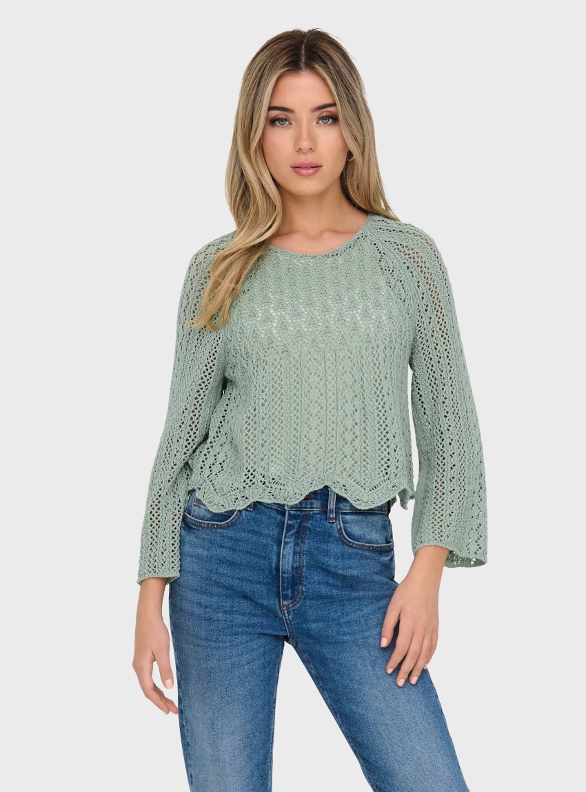 Only Nola 3/4 Pullover Knit - Light Aquamarine