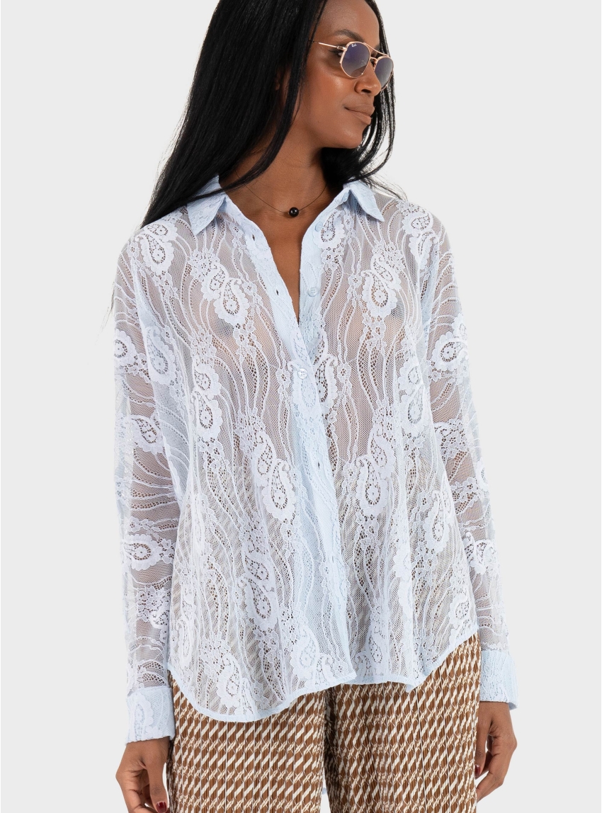 Only Newlina Grace Shaine Shirt - Light Blue