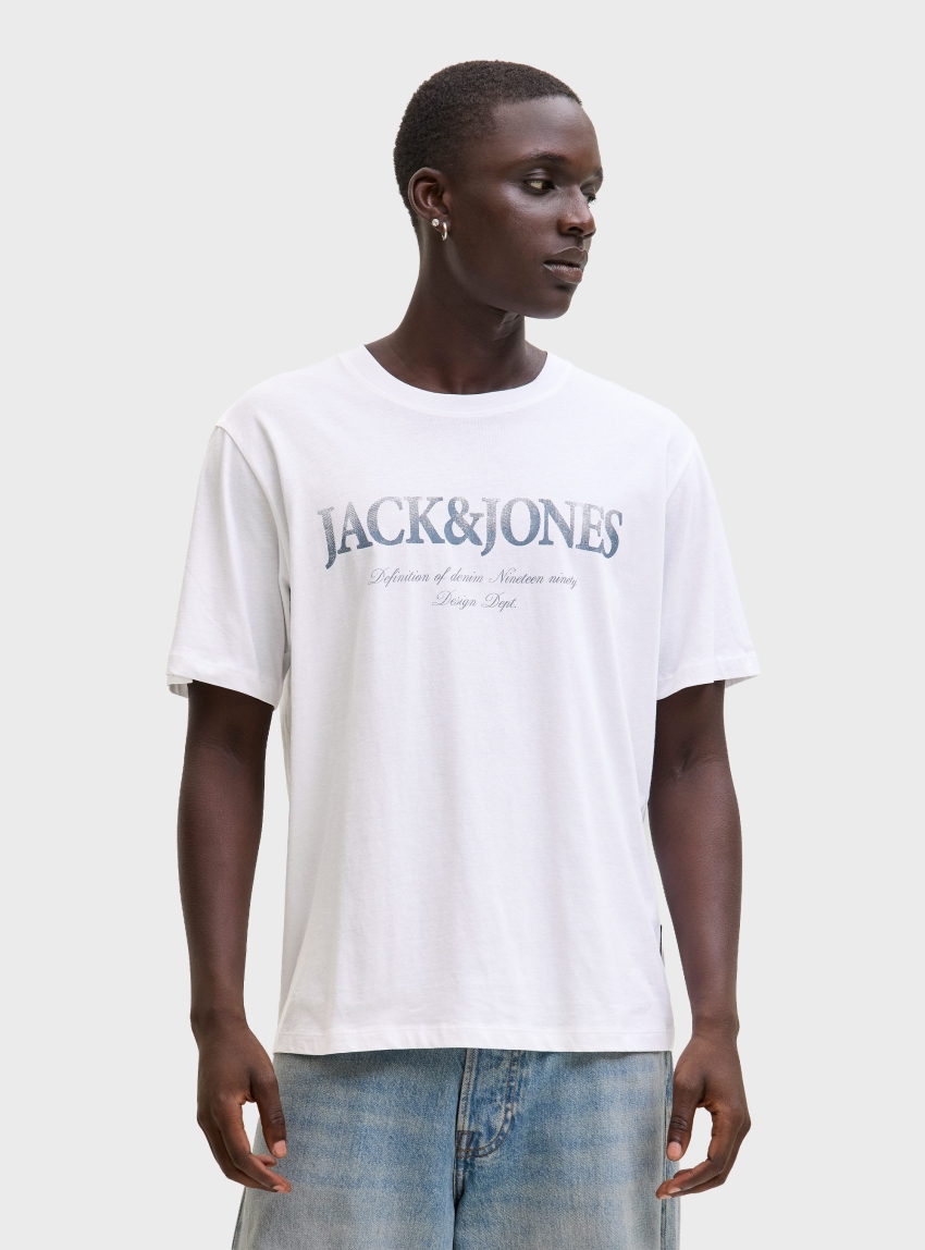 Jack & Jones Devin Daytona Print Tee - White