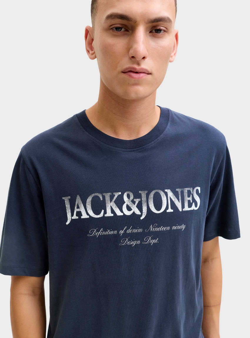 Jack & Jones Devin Daytona Print Tee - Dark Blue