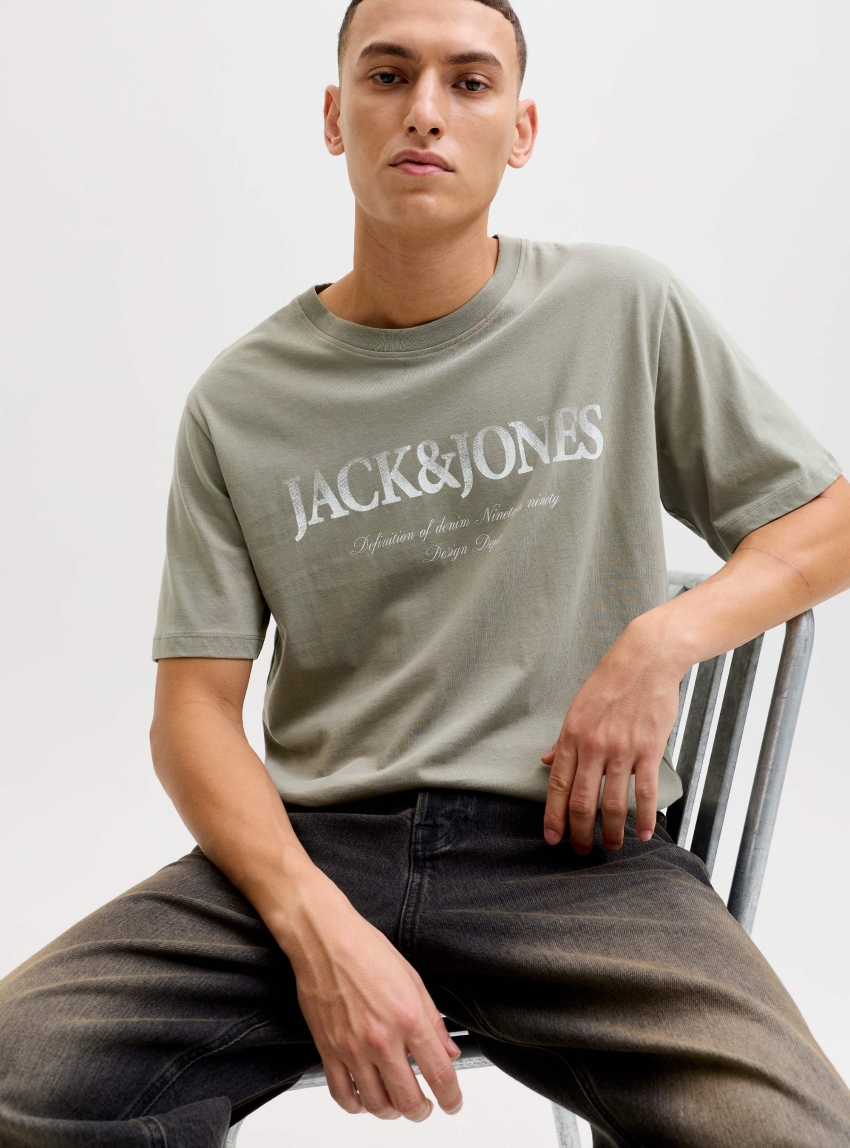 Jack & Jones Devin Daytona Print Tee - Pale Green