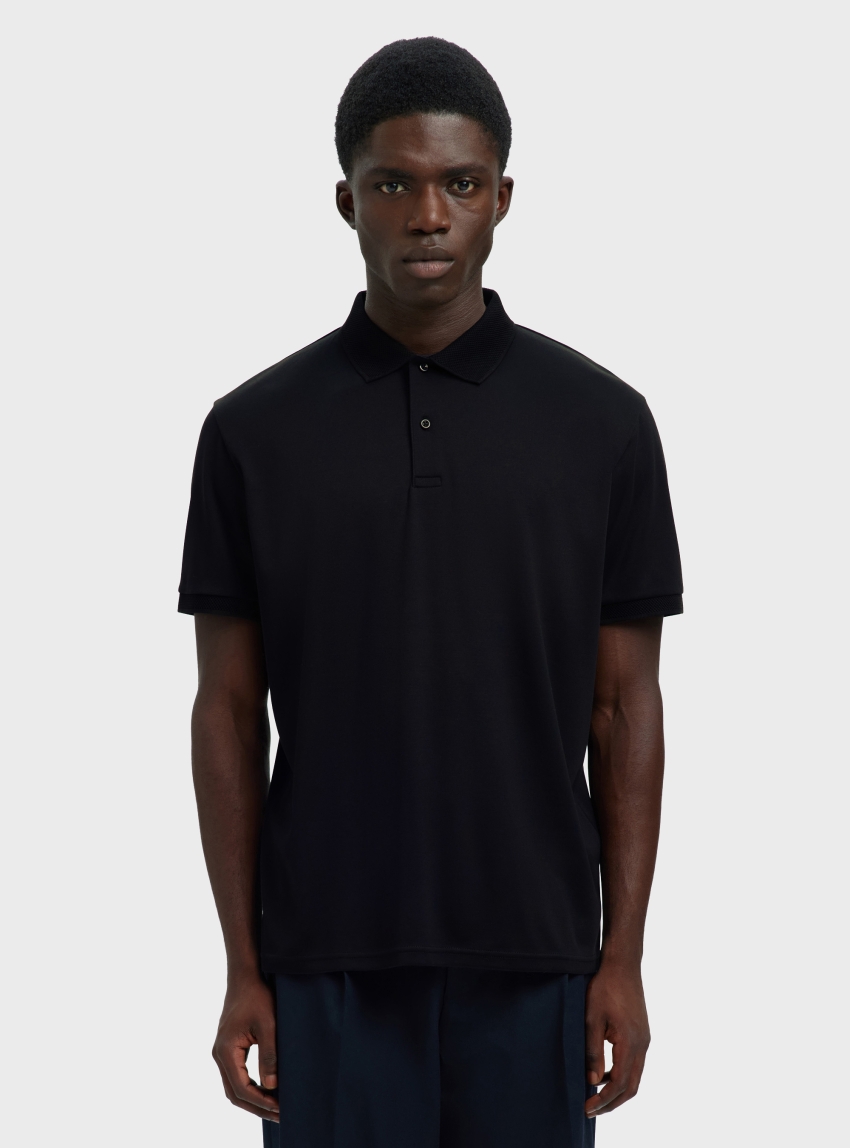 Selected Fave Button Polo Shirt - Black