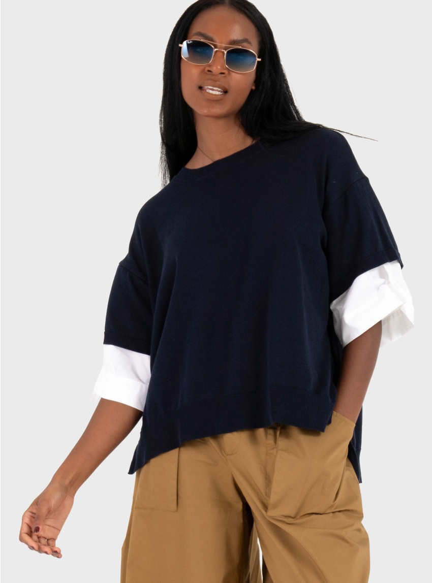 Mei Mei J Knitted Top - Dark Blue