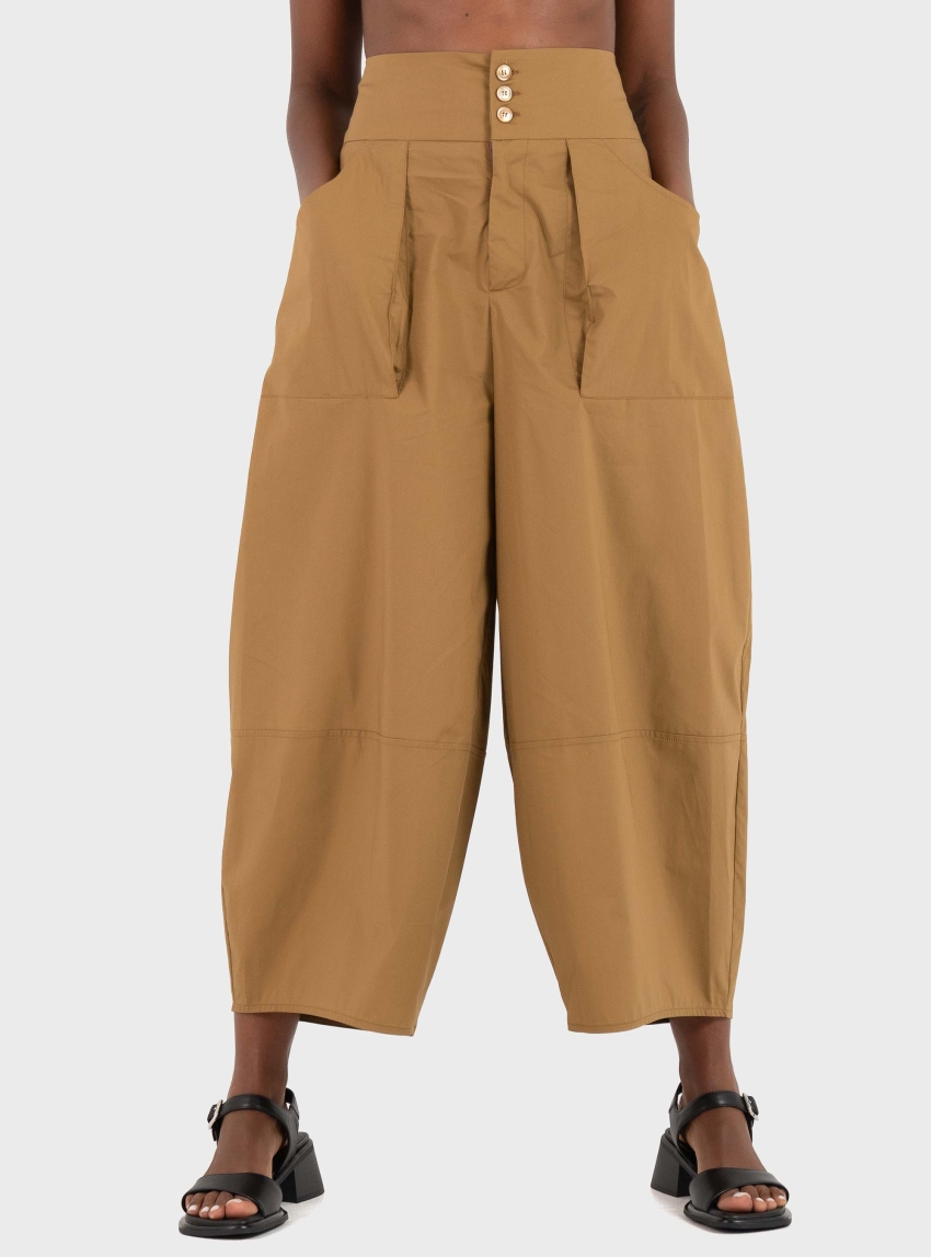 Mei Mei J Loose Cropped Pants - Chestnut