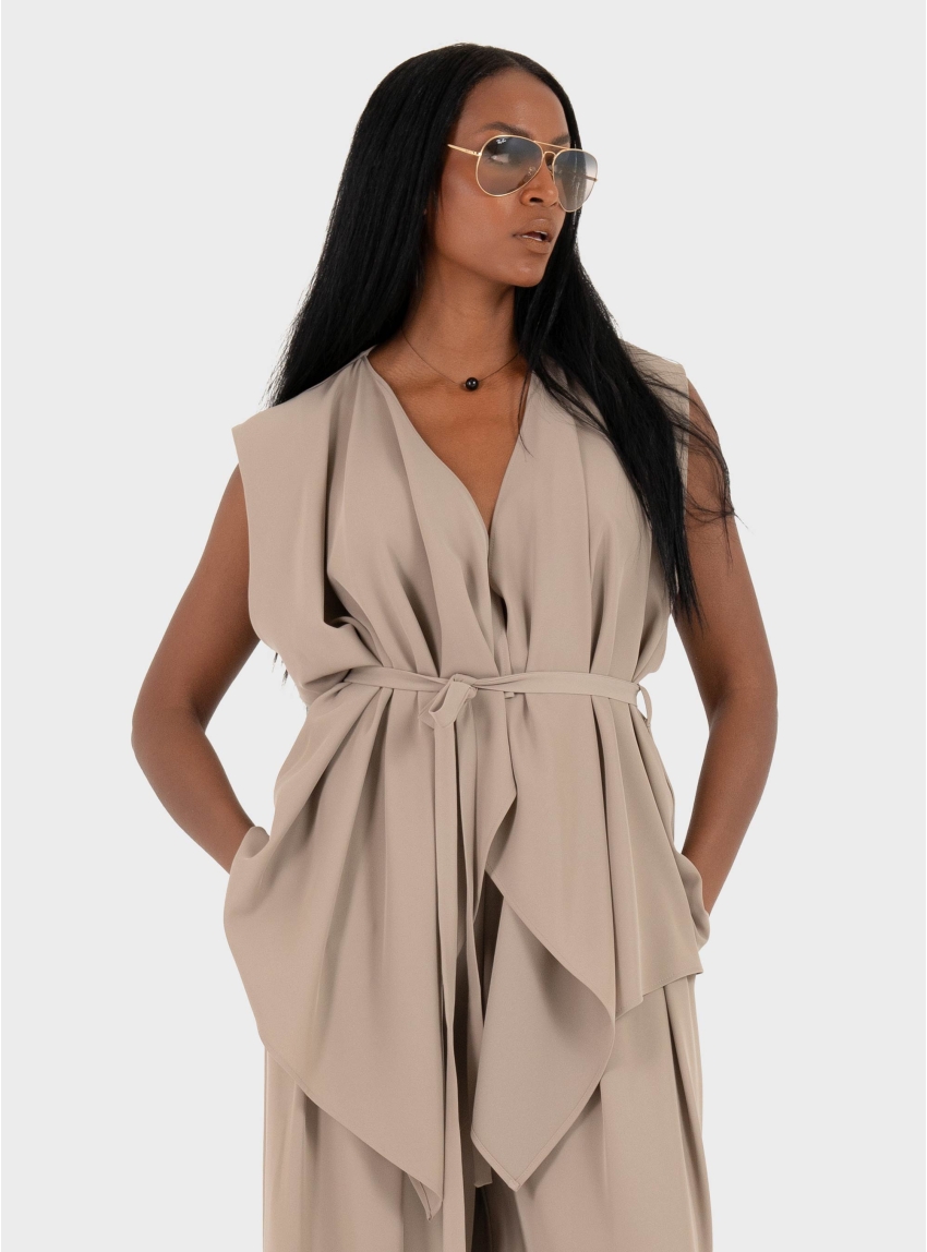 Mei Mei J Waistcoat - Dark Beige