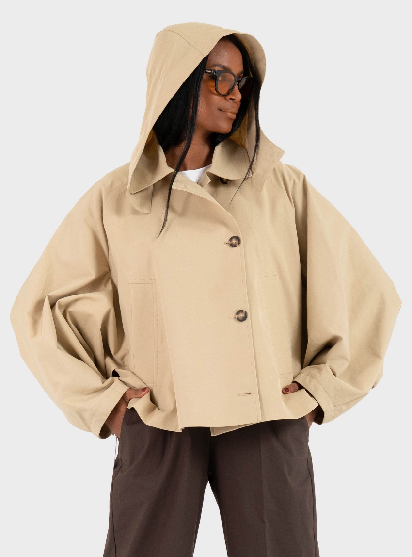 Mei Mei J Cropped Coat - Beige