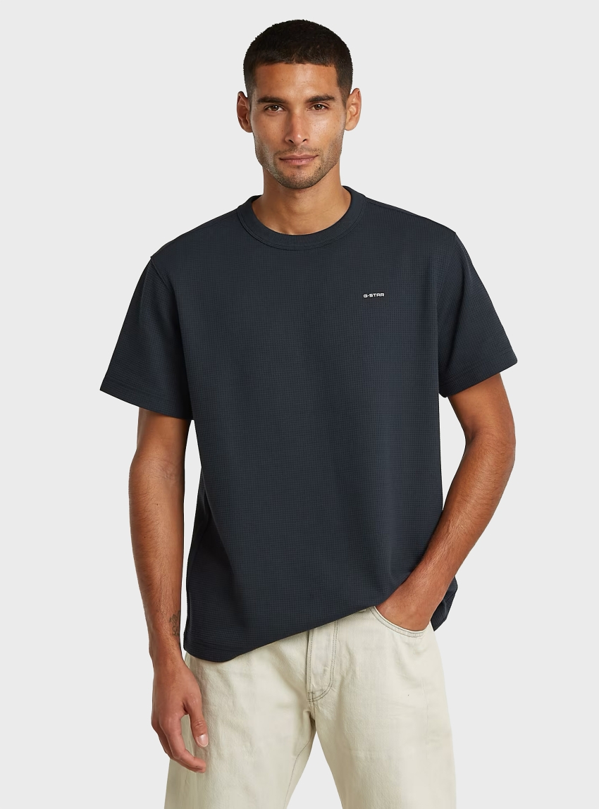 G-Star True Regular Structured T-Shirt - Dark Blue