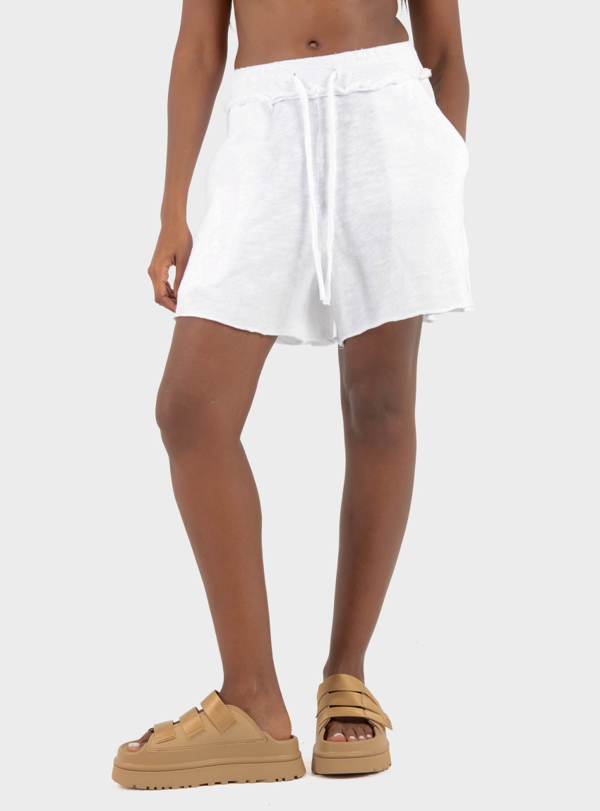 Dirty Laundry Raw Cut Sweatbermuda - White