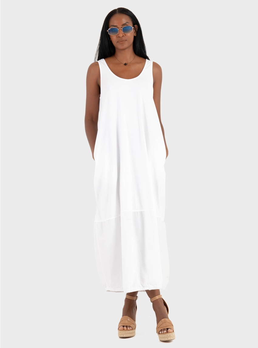 Deha Parachute Hem Tank Maxi Dress - White