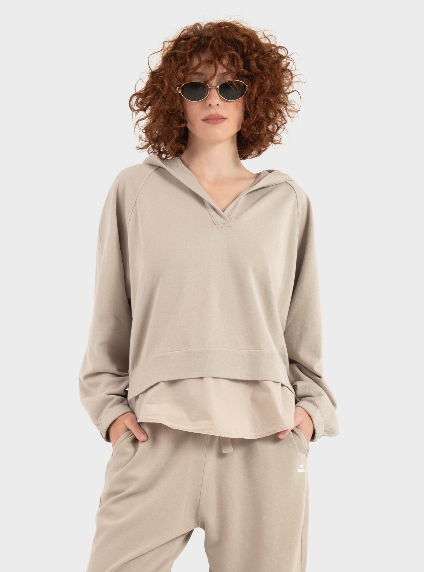Deha Parachute Trim Hoodie - Beige