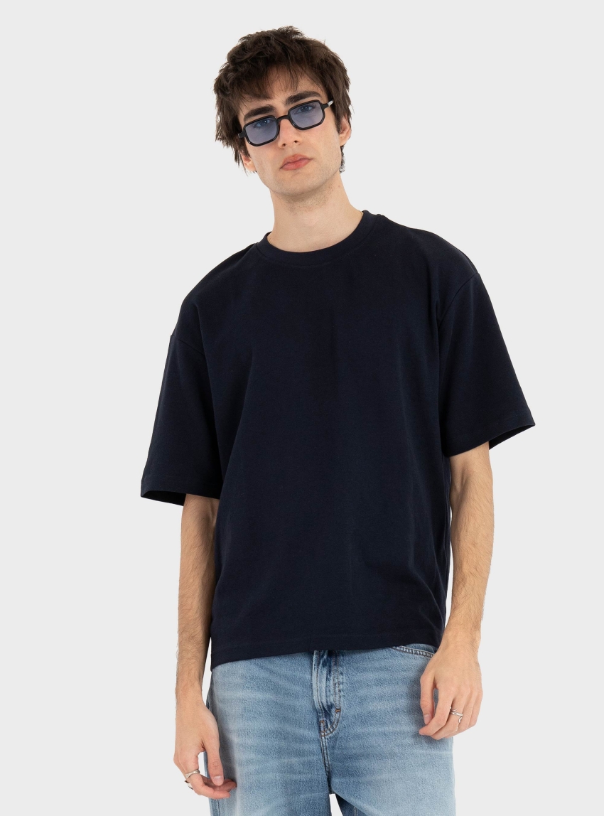 Selected Loose Oscar O-Neck Tee - Blue