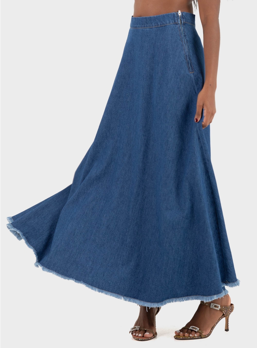 Only Mone Flowy Maxi Denim Skirt - Medium Aged Denim