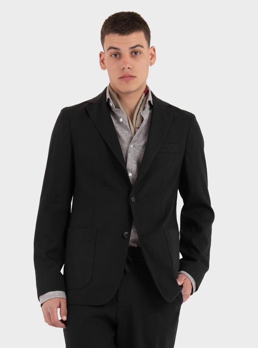 BOSS Slim-Fit Blazer In A Machine-Washable Linen Blend P-Hanry-WG-262 - Black
