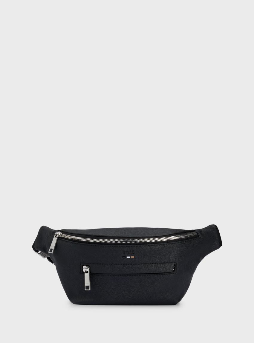 BOSS Faux-Leather Belt Bag With Embossed Logo Ray - Black