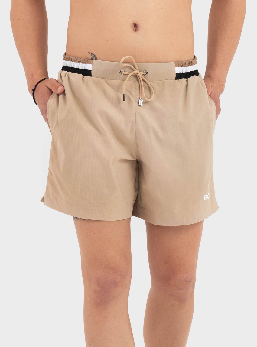 BOSS Ripstop-Fabric Swim Shorts With Contrast Logo  Isle - Beige