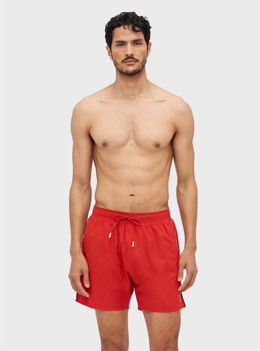 BOSS Swim Shorts With Signature Stripe And Logo  Iconic - Red