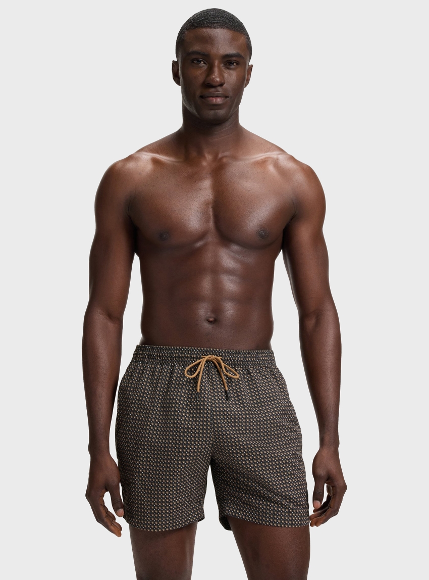 BOSS Micro-Print Swim Shorts In Quick-Dry Fabric  Vibe - Black