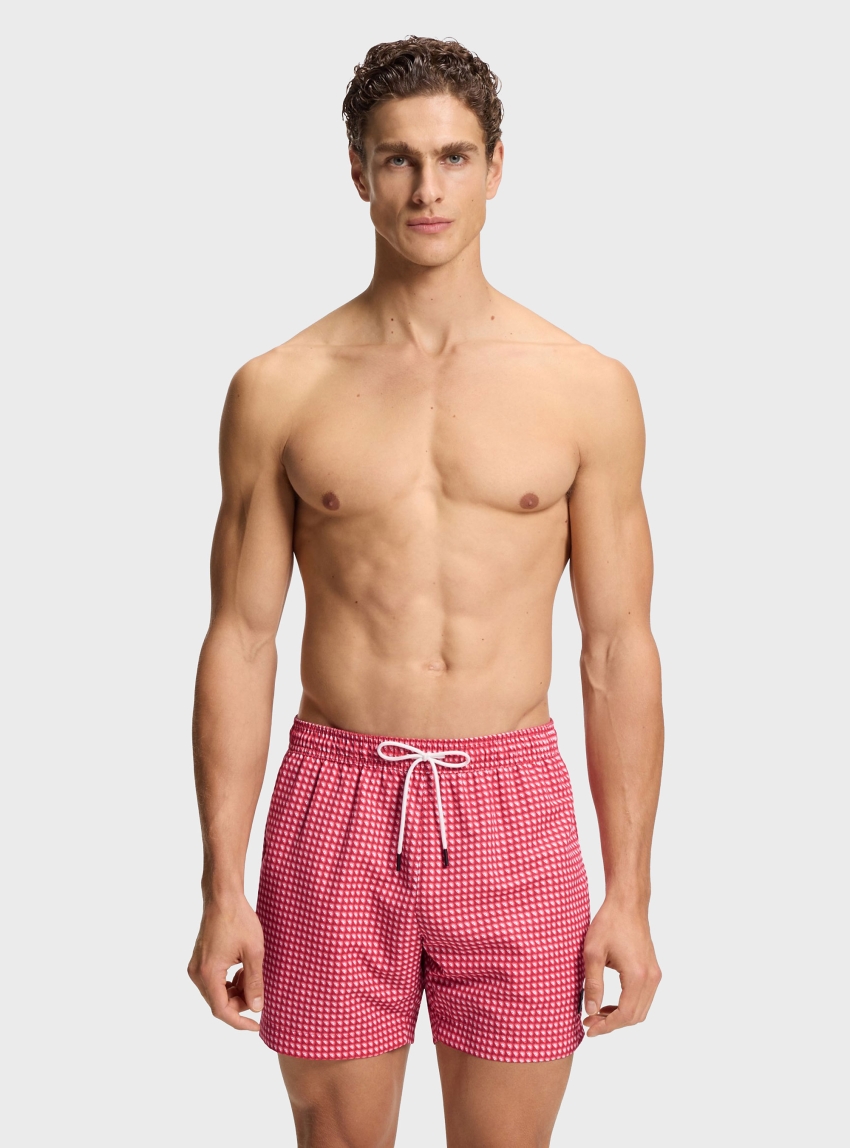 BOSS Micro-Print Swim Shorts In Quick-Dry Fabric  Vibe - Red