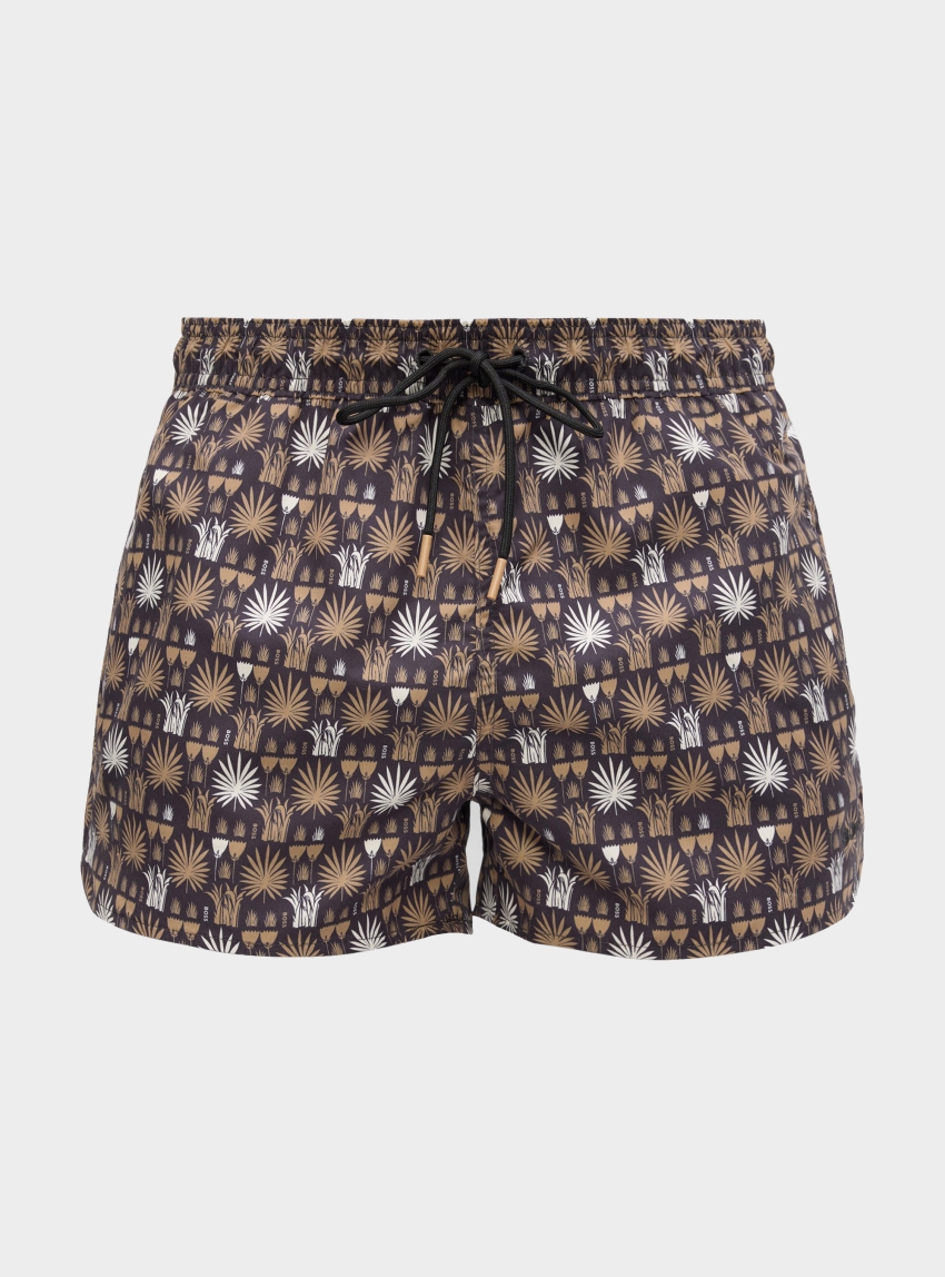 BOSS Printed Swim Shorts With Logo Detail  Cala - Black
