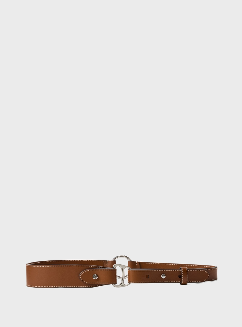 LAUREN Ralph Lauren Equestrian D-Ring Leather Belt - Rust