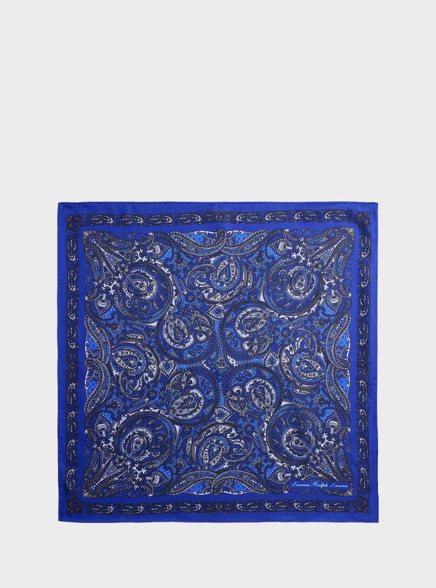 LAUREN Ralph Lauren Paisley Sandwashed Silk Bandanna - Navy