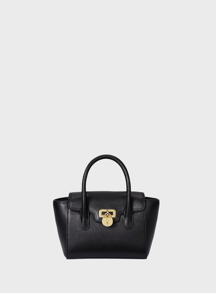 LAUREN Ralph Lauren Pebbled Leather Small Tanner Satchel - Black