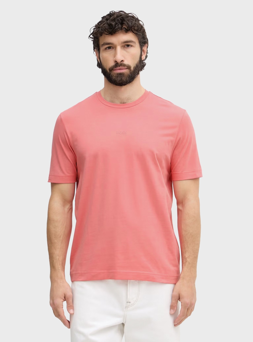 BOSS Stretch-Cotton T-Shirt With Contrast Logo  TChup - Pale Red