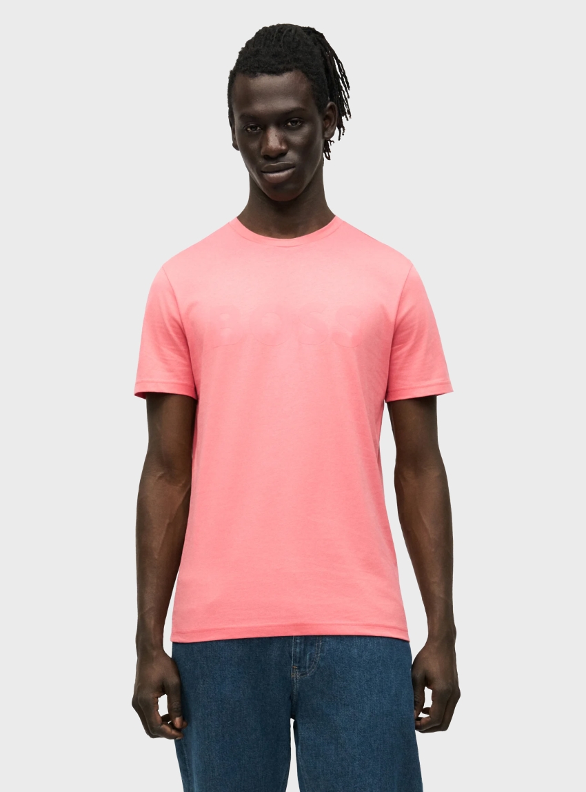 BOSS Cotton-Jersey T-Shirt With Large Logo Print Thinking 1 - Pale Red