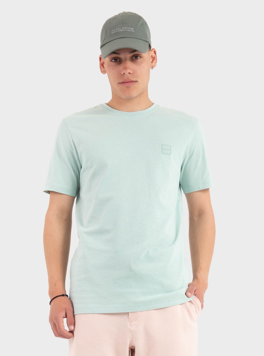 BOSS Cotton-Jersey T-Shirt With Logo Patch Tales - Aquamarine
