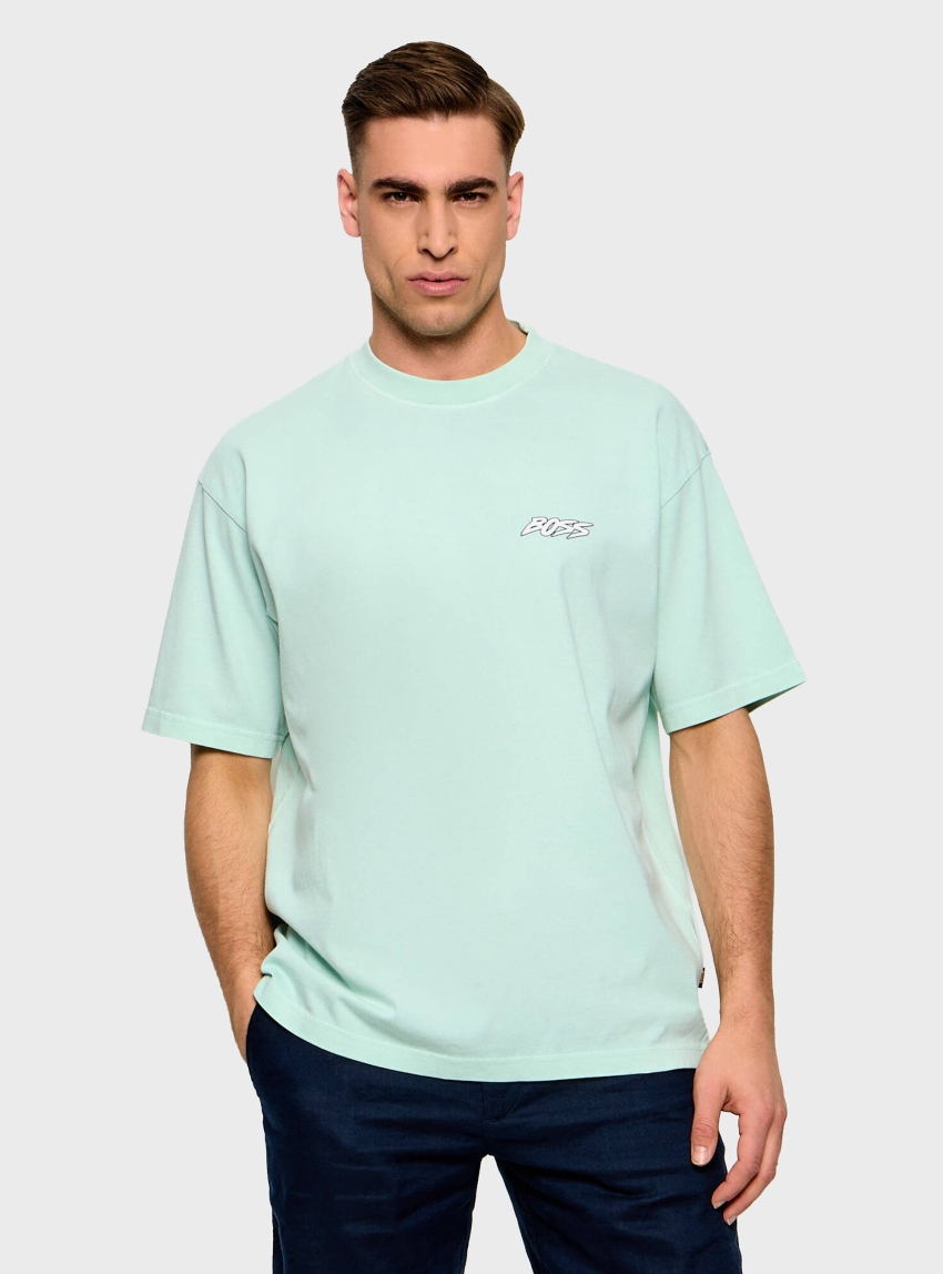 BOSS Cotton-Jersey T-Shirt With Graphic Print  Te_SurfWash - Aquamarine