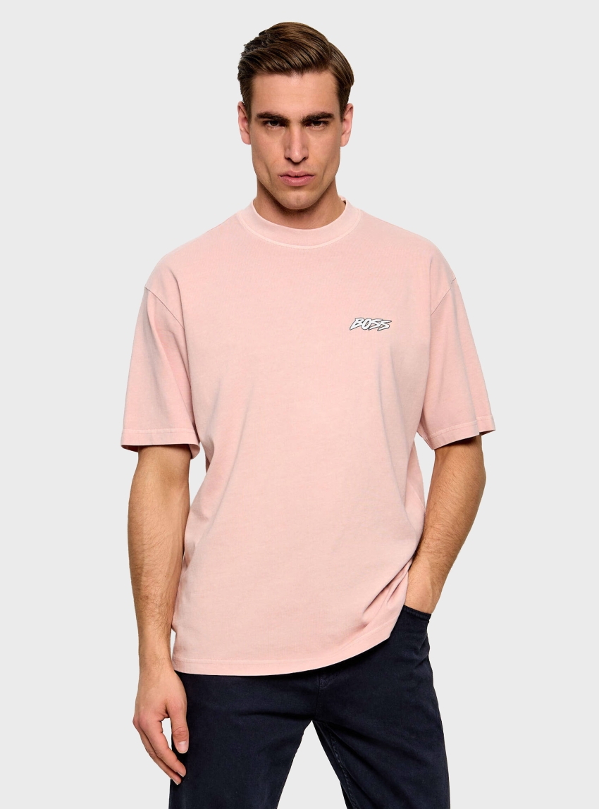 BOSS Cotton-Jersey T-Shirt With Graphic Print  Te_SurfWash - Pink