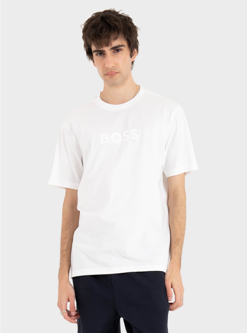 BOSS Cotton-Jersey T-Shirt With Golf-Inspired Logo  TS_Terrace Logo - White