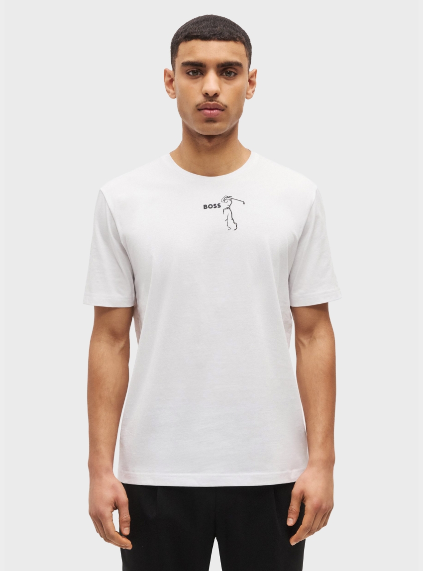 BOSS Cotton-Jersey T-Shirt With Golf-Inspired Logo  TS_GOC Birdie - White